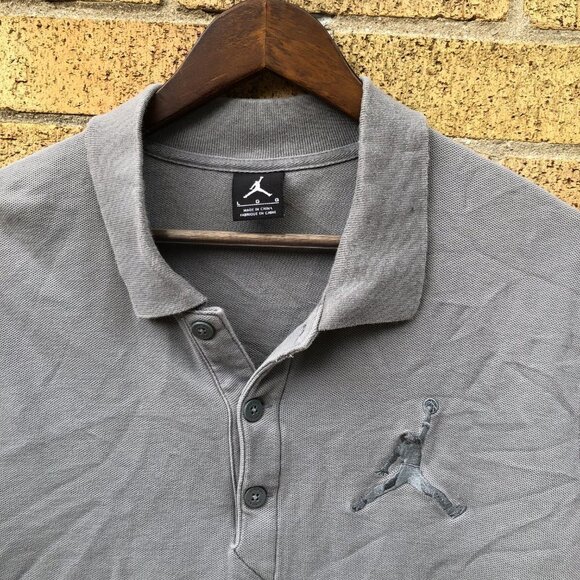 Vintage Air Jordan Polo Button Up Shirt Large Gray - Picture 4 of 4